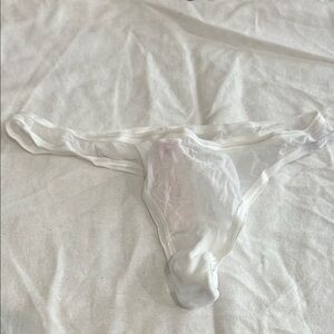 NWT - Victoria's Secret White Sheer Mesh Detail Thong